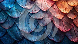 Generative AI Color Fish scale abstract pattern background Mermaid snake skin texture pattern background Fish scal