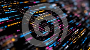Generative AI Colorful Abstract Data Visualization of Computer Code with Blurred Background business concept.