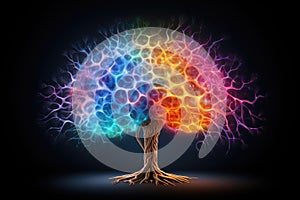 Colorful brain illustration, cognitive science, educational psychology, learning neuroscience neurogenesis, thinking brain, memory photo