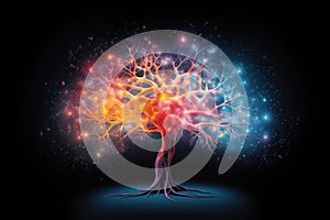 Colorful brain illustration, cognitive science, educational psychology, learning neuroscience neurogenesis, thinking brain, memory photo