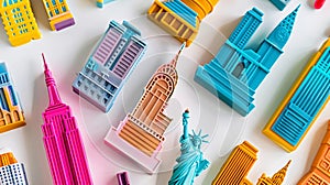 Generative AI Colourful PVC souvenir fridge magnet of New York USA on white background Travel memory concept Gift