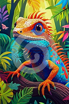 Generative AI conceptual illustration of a cute Lizards photo