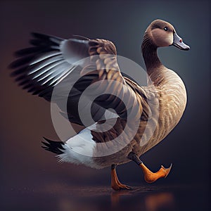 Generative AI: cute brown duck in motion very feathery