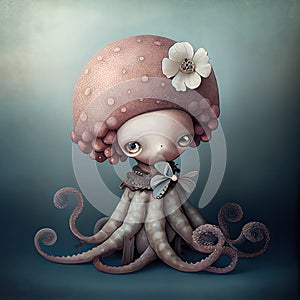 Generative AI: cute creature octopus