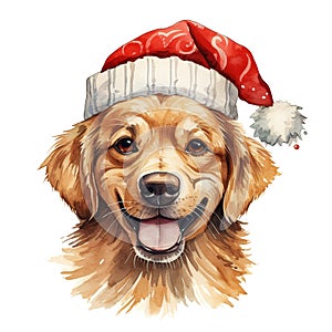 Generative AI, cute dog animal, pet in Christmas hat and ugly sweaters