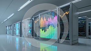 Generative AI Data Center Servers Hosting Financial Data Cloud Computing Network Infrastructure Technology System