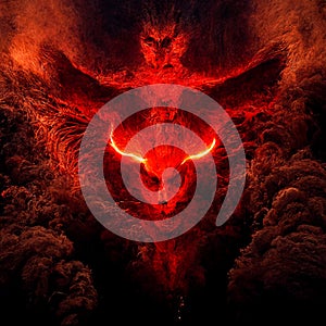 GENERATIVE AI, GENERATIVE, AI the demon coming out of hell with red fire
