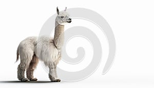 Llama on isolated white background generative AI