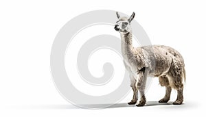 Llama on isolated white background generative AI