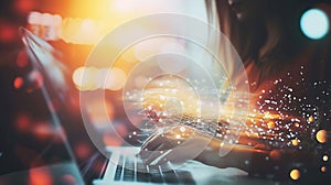 Generative AI Digital technology, internet network connection, big data, digital marketing IoT internet of things.