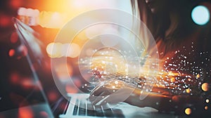 Generative AI Digital technology, internet network connection, big data, digital marketing IoT internet of things.