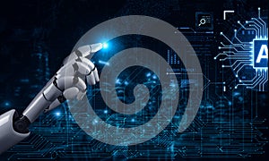 A generative AI displaying its own core processor and system analytics interface. Fermion