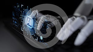 A generative AI displaying its own core processor and system analytics interface. Fermion