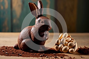 Generative AI of Easter Bunny and chocolate egg - A Festive and Traditional Celebration of the Season