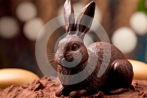 Generative AI of Easter Bunny and chocolate egg - A Sweet Treat for the Holidays