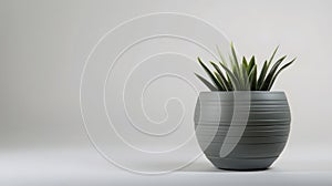 Generative AI Empty flower pot isolated on a white background Decorative plant pot cutout Greenish gray plastic co photo