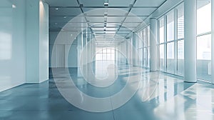 Generative AI Empty hall in the modern office building business concept.