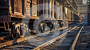 Generative AI Empty railcars near the smelter. Donetsk, Ukraine business concept.