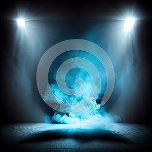 Empty stage with smoke with reflector