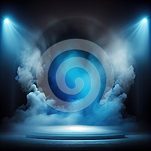 Empty stage with smoke with reflector