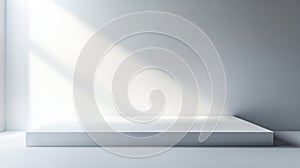 Generative AI Empty white abstract table  platform with empty space for product placement and design solutions bla