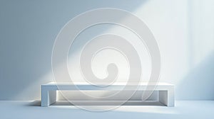 Generative AI Empty white abstract table  platform with empty space for product placement and design solutions bla