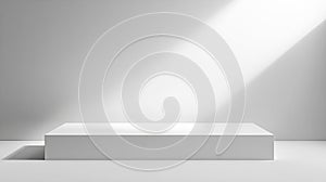 Generative AI Empty white abstract table  platform with empty space for product placement and design solutions bla