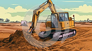Generative AI Excavator Dig Hole in-
