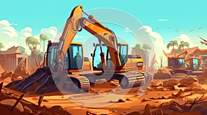 Generative AI Excavator Dig Hole in-