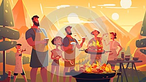 Generative AI Family Grill BBQ Area-