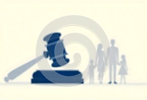 Generative AI Family Law Image: Gavel and Family Silhouette photo