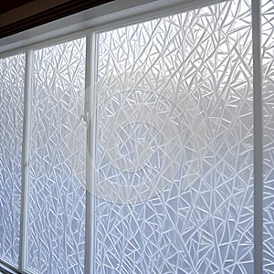 Generative AI fantasies on the theme Pattern freezing has done the frost on glass,in window.The Pattern white silvery background.