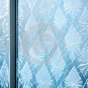 Generative AI fantasies on the theme Pattern freezing has done the frost on glass,in window.The Pattern white silvery background.