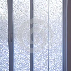 Generative AI fantasies on the theme Pattern freezing has done the frost on glass,in window.The Pattern white silvery background.