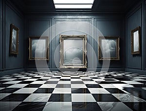 Generative AI: fantasy room with frame optical effects, trompe l\'oeil