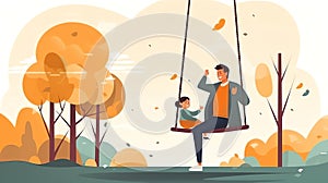 Generative AI Father Swinging Child on-