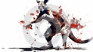 Generative AI, Fierce Encounter: Kangaroo Boxing in Watercolor