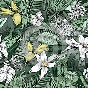 Generative AI Floral seamless pattern-