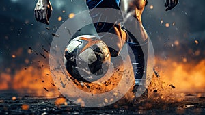 Generative AI, football boot kicking a soccer ball, goal moment