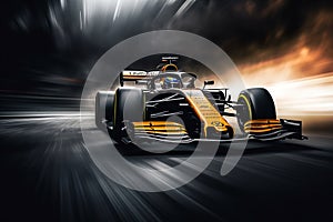 Generative AI a formula 1 car going at high speed, photo created with long photo