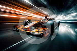 Generative AI a formula 1 car going at high speed, photo created with long photo