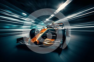 Generative AI a formula 1 car going at high speed, photo created with long photo