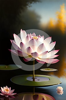 Generative AI: Fresh fantasy waterlilly in the lake close up