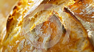 Generative AI Fresh homebaked artisan sourdough bread Texture of sliced loaf of bread close up banner business con