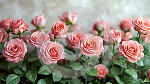 Generative AI Fresh pink roses border isolated on white background business concept.