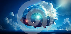 Cloud Network Solution computing big data center, futurist infrastructure generative ai digital