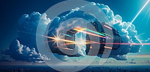 Illustration concept of cloud computing service future data storage computing power Generative Ai concept illustration design