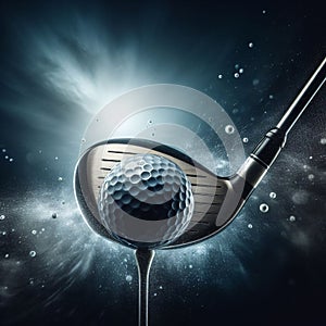 Generative AI, golf club hitting golf ball on tee