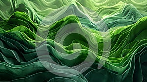 Generative AI. Green Waves Textured Patterns in Motion