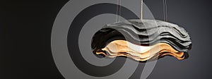 Generative AI, Grey sculpture hanging pendant lamp in wabi sabi style photo